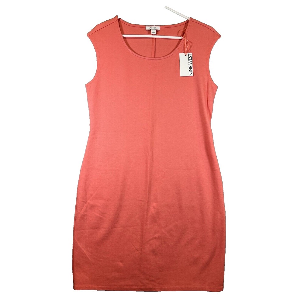 Nine West Dress Coral Fitted Sleeveless Bodycon‎  Size Medium NWT
